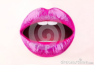 Beautiful lip, lipstick, lipgloss, portrait. Sexy mouth. Sensual lip, female lips. Sexy lips, Beautiful lipstick, beauty Stock Photo