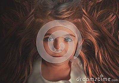 Beautiful Little Child With Long Hair Stock Photo - Image 