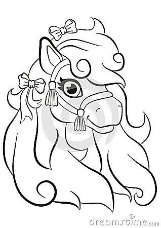 Beautiful little cute pony smiling. Vector Illustration