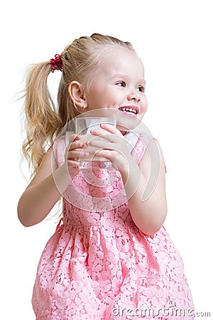 Beautiful little girl with a glass of milk Stock Photo