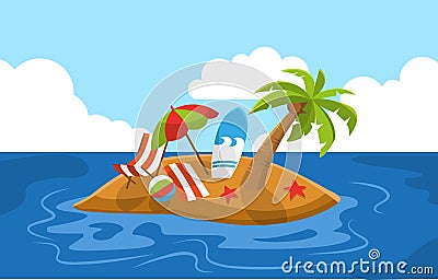 Beautiful Little Island Summer Beach Sea Nature Vacation Illustration 02 Vector Illustration