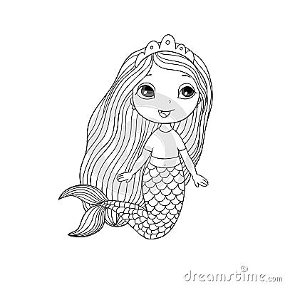 Beautiful little mermaid. Siren. Sea theme. Vector Illustration