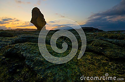 Beautiful Lombok Island during sunrise at Batu Payung Beach Indonesia. Soft focus due to long Exposure. Stock Photo