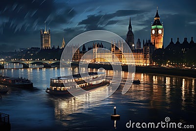 Beautiful London and the river , London City Ai generated Stock Photo