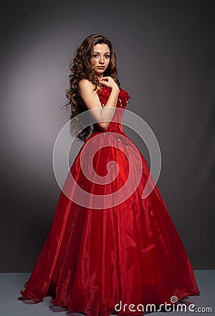 https://thumbs.dreamstime.com/x/beautiful-long-haired-woman-red-dress-19795347.jpg