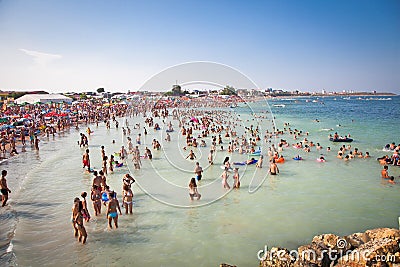 Beautiful long sand beach in Costinesti, Constanta, Romania Editorial Stock Photo