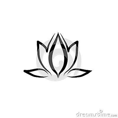Beautiful lotus flower logo icon black vector Vector Illustration