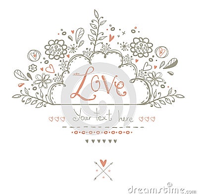 Beautiful Love card in vintage style.Love background.Valentine day card postcard. Vector Illustration