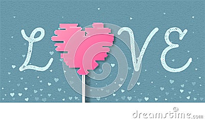 Beautiful love word card. Vector Illustration