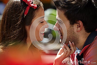 Beautiful lovely couple close up. Stock Photo