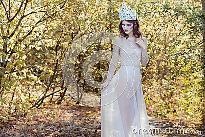 Beautiful lovely gentle graceful fairy fairy in a flower crown Stock Photo
