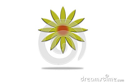 Gradient 3D Yellow Flower Vector Logo Stock Photo