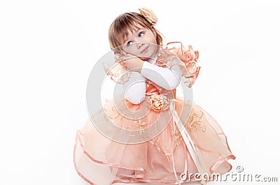 Beautiful lovely little girl isolated on white background Stock Photo