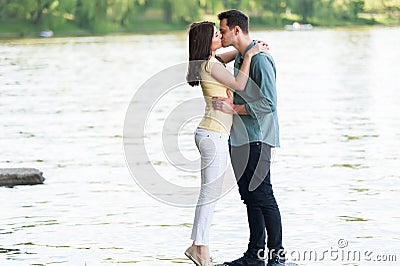 Beautiful loving couple kissing Stock Photo