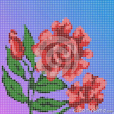 Beautiful low poly illustration of red flower artwork Vector Illustration