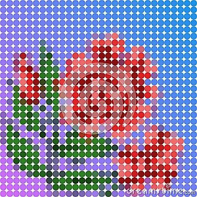 Beautiful low poly illustration of red flower usable as stitch pattern Vector Illustration