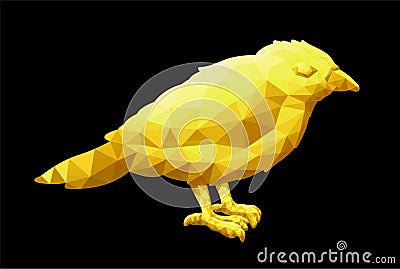 Low poly illustration with little yellow bird Vector Illustration