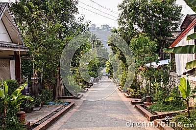 The beautiful Luang Prabang streets, Luang Prabang Province, Laos, Editorial Stock Photo