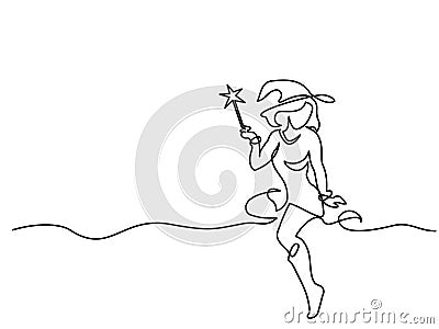 Beautiful mage woman holding Magic wand Vector Illustration