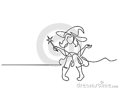 Beautiful mage woman holding Magic wand Vector Illustration