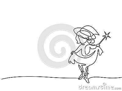 Beautiful mage woman holding Magic wand Vector Illustration