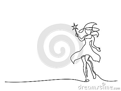 Beautiful mage woman holding Magic wand Vector Illustration