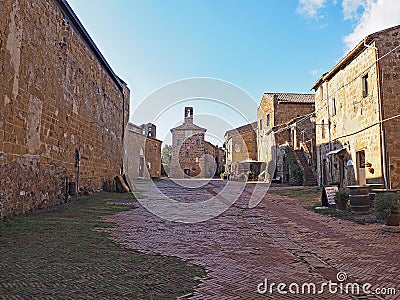 The beautiful main square of Sovana, Italy Stock Photo