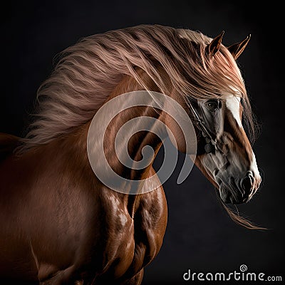 Beautiful majestic horse image, ultra realistic, Generative Ai Stock Photo