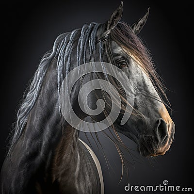 Beautiful majestic horse image, ultra realistic, Generative Ai Stock Photo