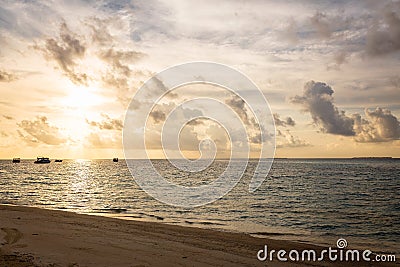 Beautiful maldivian landscape at the sunset Stock Photo