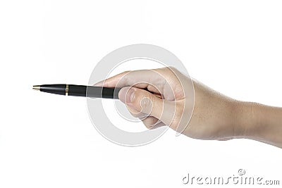 beautiful man hand with point pen Stock Photo
