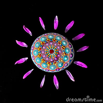 Beautiful mandala rock Stock Photo