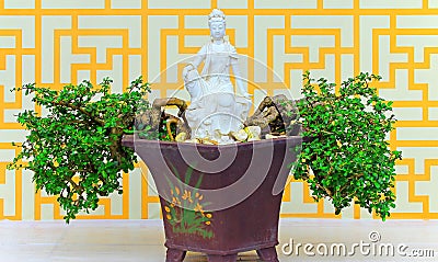 Beautiful marble statue of quan yin or quan am Stock Photo