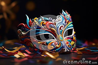 beautiful masquerade mask tossed in the air Stock Photo