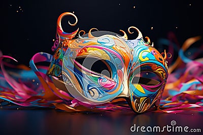beautiful masquerade mask tossed in the air Stock Photo