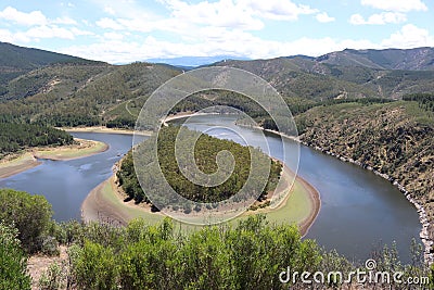 Beautiful meander river curves water landscape nature amplitude Stock Photo