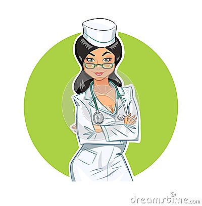 Beautiful medical doctor girl with stethoscope Cartoon Illustration