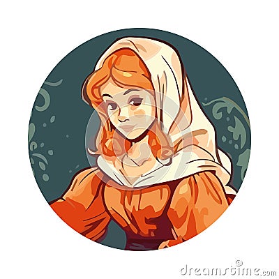 Beautiful Medieval Peasant Girl Vector Illustration