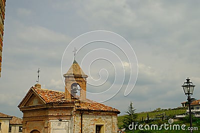 The beautiful medieval village of monforte d`alba in the heart of the Piedmontese Langhe Stock Photo