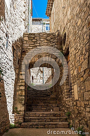 Beautiful medieval village of Vézénobres in the Gard in the Cévennes, Occitanie, France Stock Photo