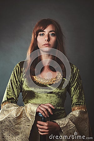 Beautiful medieval woman Stock Photo