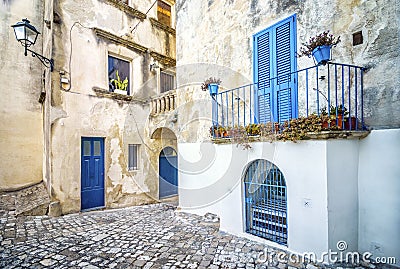 Beautiful mediterranean courtyard in Otranto, Italy Stock Photo