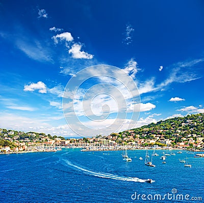 Beautiful mediterranean landscape with blue sky Stock Photo