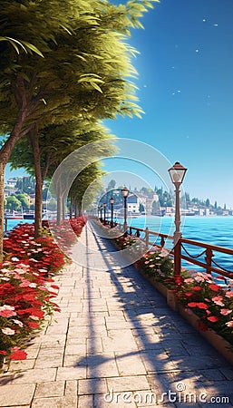 Beautiful mediterranean resort promenade with blooming colorful oleanders 1690448782503 1 Stock Photo