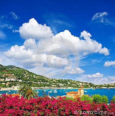 Beautiful mediterranean sea landscape with cloudy blue sky Stock Photo