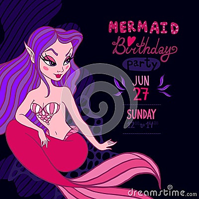 Beautiful Mermaid Vector Illustration Vector Illustration