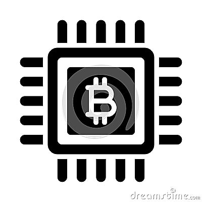 Bitcoin Chip Icon Vector Illustration