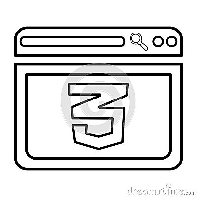 Browser HTML Icon In Outline Style Vector Illustration