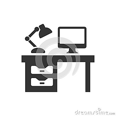 Computer Desk Icon Vector Illustration