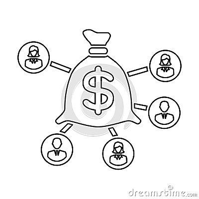 Crowdfunding icon In Outline Style Vector Illustration